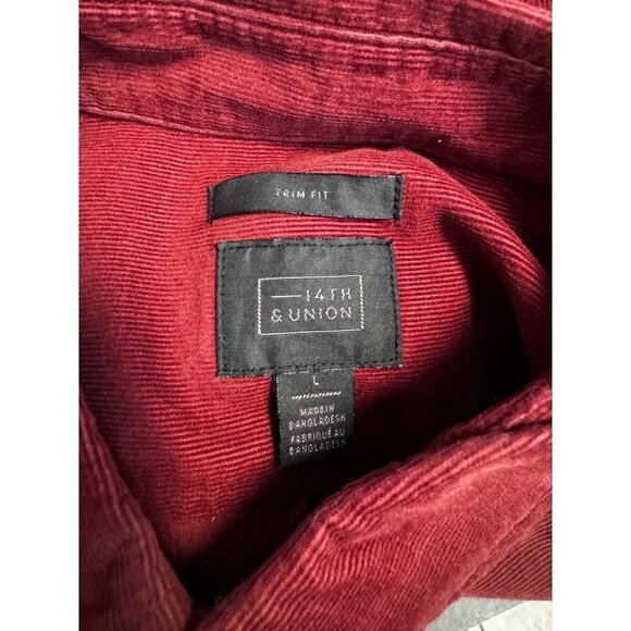 14Th & Union Solid Long Sleeve Cotton Button down  Corduroy Shirt size large - Picture 4 of 4